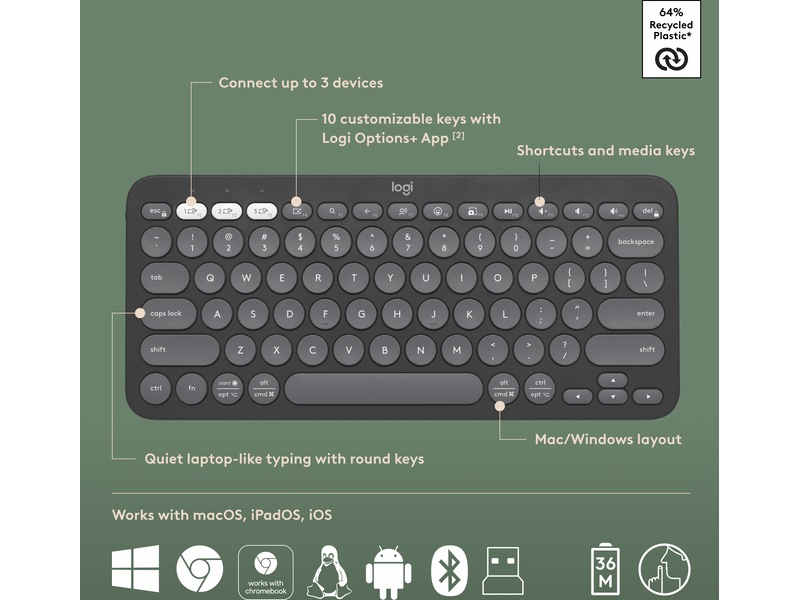 Pebble 2 Combo (sort) Mus & tastatur -kombipakker