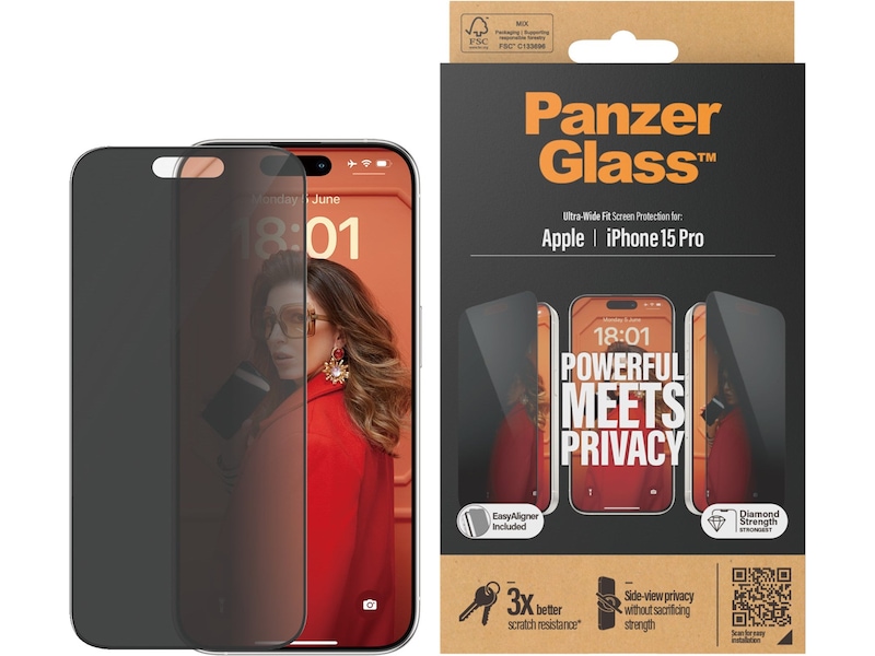 Panzerglass iPhone 15 Pro Privacy Skjermbeskytter Skjermbeskyttelse