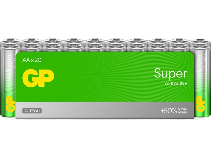 GP Super Alkaline AA/LR6 batteri, 20-pk Batterier til generell bruk