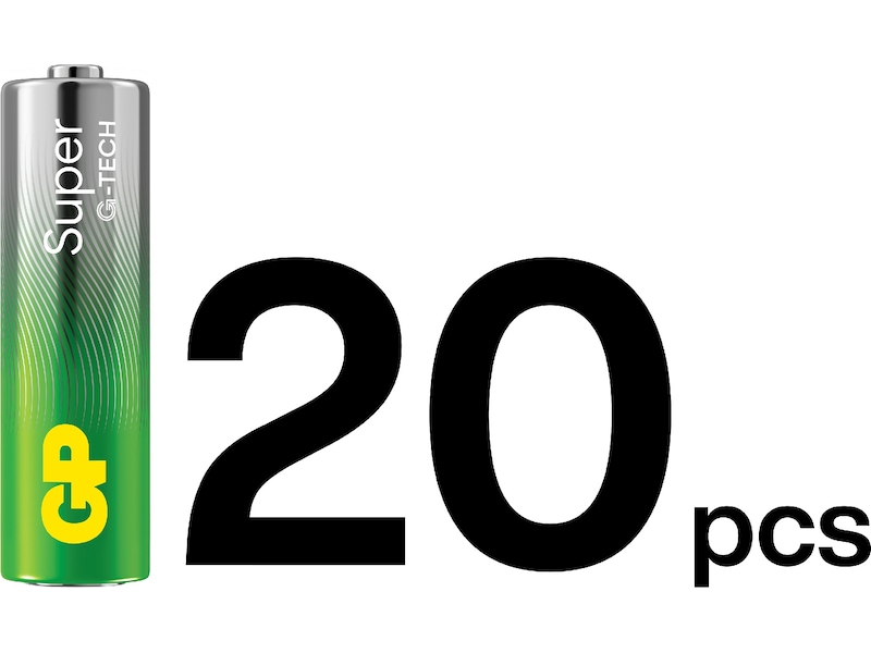 GP Super Alkaline AA/LR6 batteri, 20-pk Batterier til generell bruk