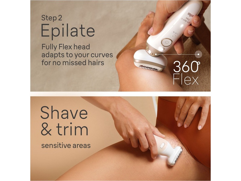 Braun Silk-épil 9 Flex 3S SkinSpa Epilator SES9-481 (hvit/gull) Epilator & IPL-hårfjerning