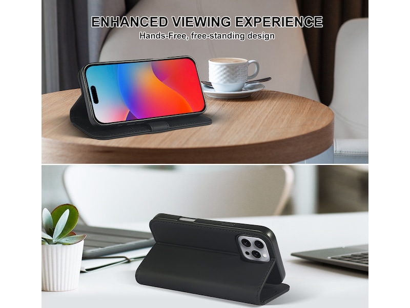 iiglo iPhone 16 Pro Max Lommebokdeksel (sort) Deksel til mobiltelefon