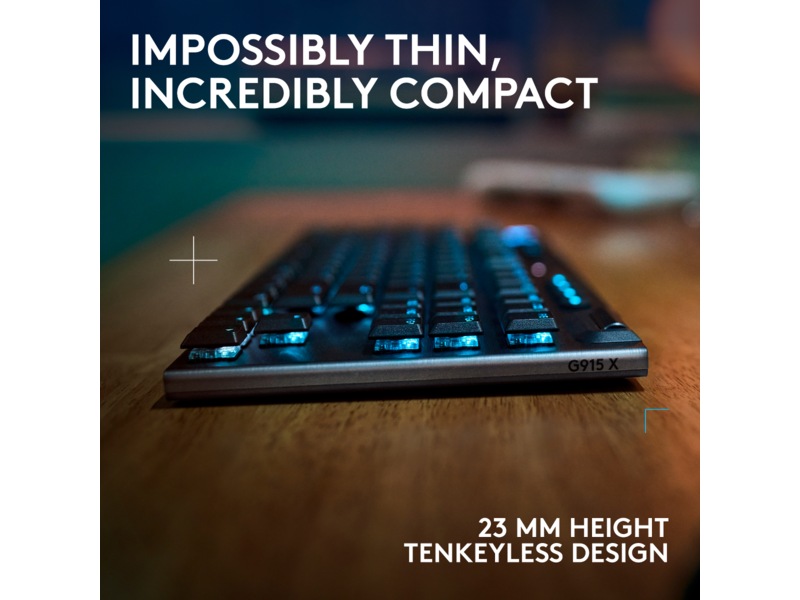Logitech G915 X Lightspeed TKL Trådløst Gamingtastatur (sort) Gamingtastatur