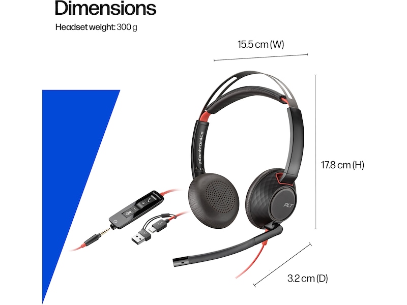 Poly Blackwire 5220 MS Teams USB-C Headset Hodesett, kablet