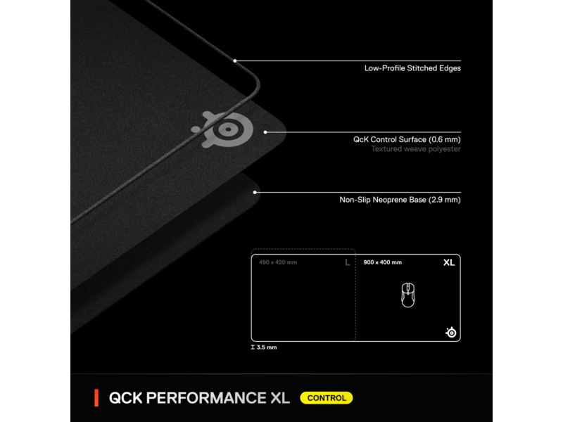 SteelSeries QcK Performance XL Control gamingmusematte Gamingmusematte
