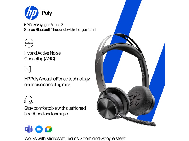 HP Poly Voyager Focus 2 MS USB-C trådløst headset Hodesett, trådløse