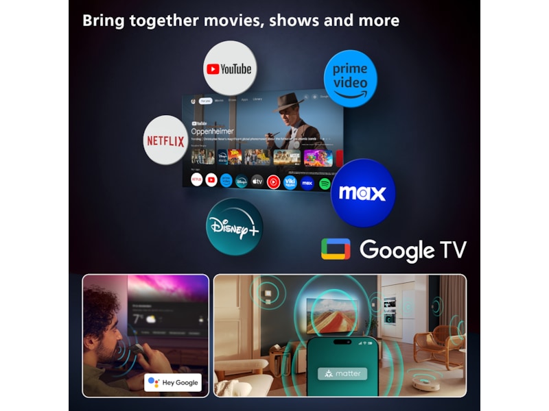 Philips 77" OLED910/12 OLED Plus Smart Ambilight AI TV (2025) 70 - 79 tommer TV