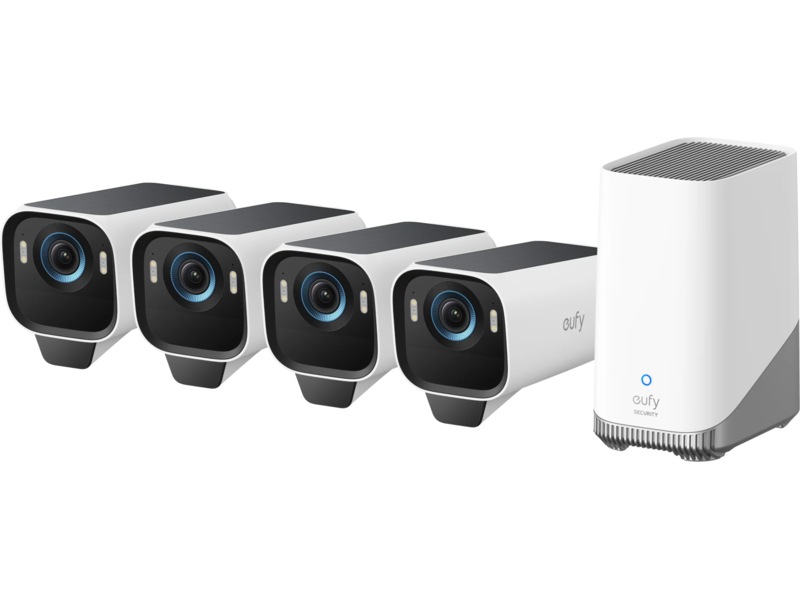 Eufy eufyCam S3 Pro overvåkningskamera Kit 4 pack + HomeBase S380 Overvåkningskameraer