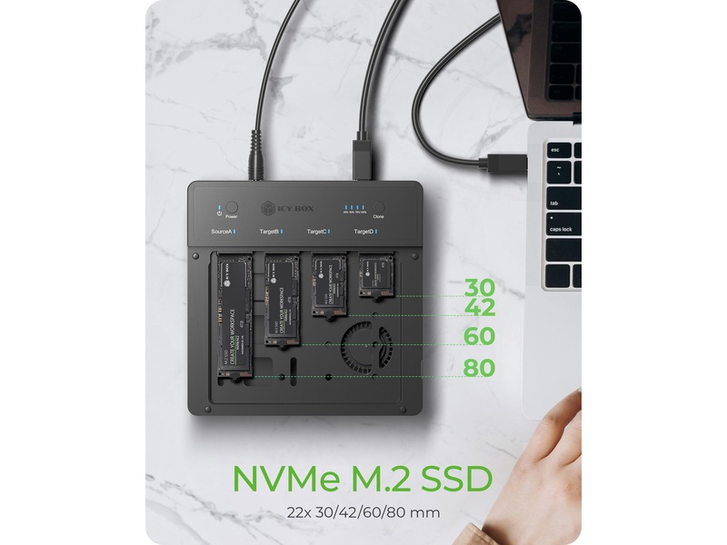  ICY BOX 4 bay Clone and DockingSation Dockingstasjon & USB-HUB