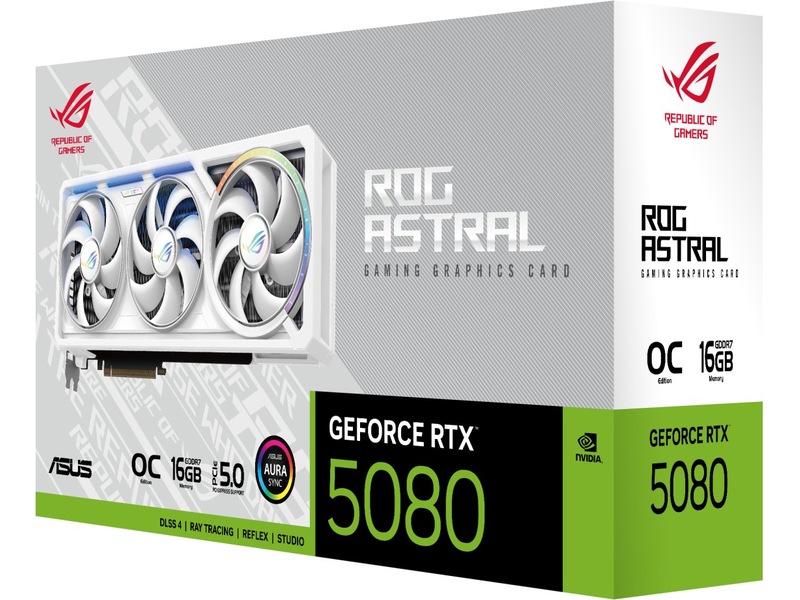 Asus ROG Astral GeForce RTX 5080 OC (hvit) Skjermkort