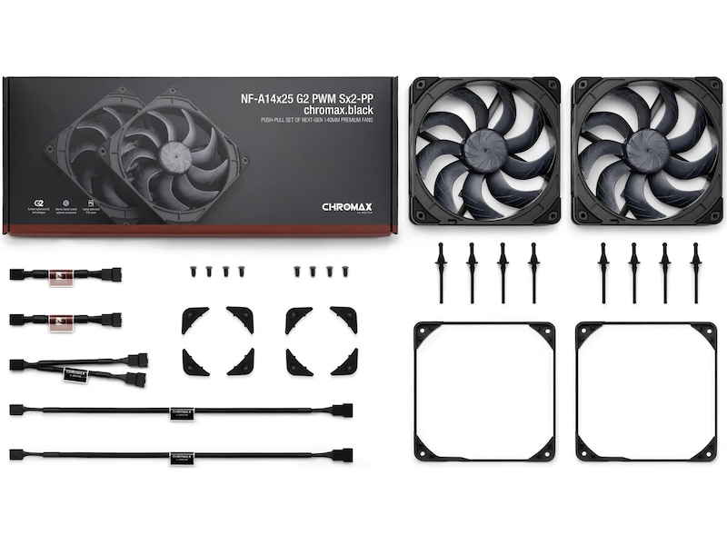 Noctua NF-A14x25 G2 PWM Sx2-PP chromax.black Vifte 2pk Vifter