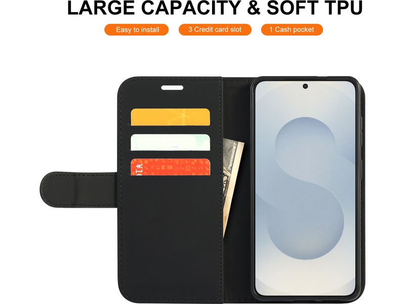 iiglo Galaxy S26 Lommebokdeksel (sort) Deksel til mobiltelefon
