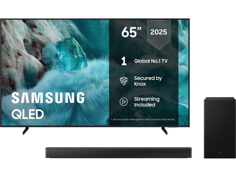 Samsung 65" Q7FA QLED 4K Smart-TV (2025) + lydplanke 50 - 59 tommer TV