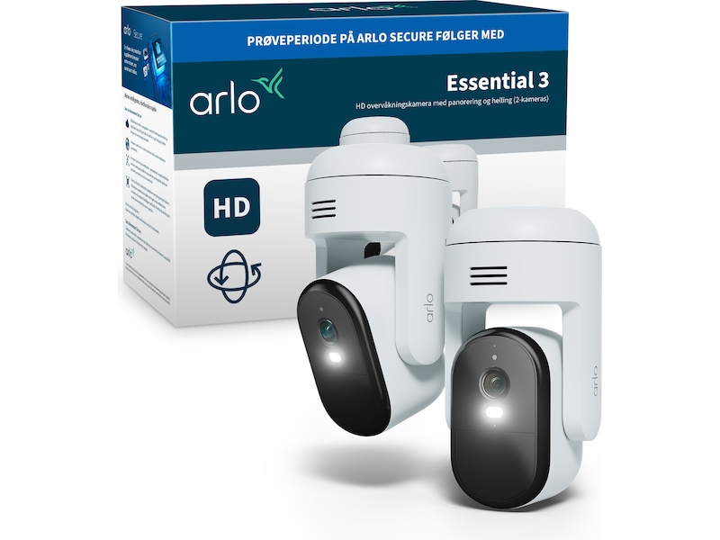 Arlo Essential 3 HD PTZ utendørs overvåkningskamera 2-pack Overvåkningskameraer