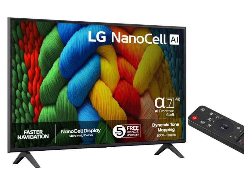LG 43" NANO80 AI 4K NanoCell Smart TV (2025) + lydplanke 60 - 69 tommer TV