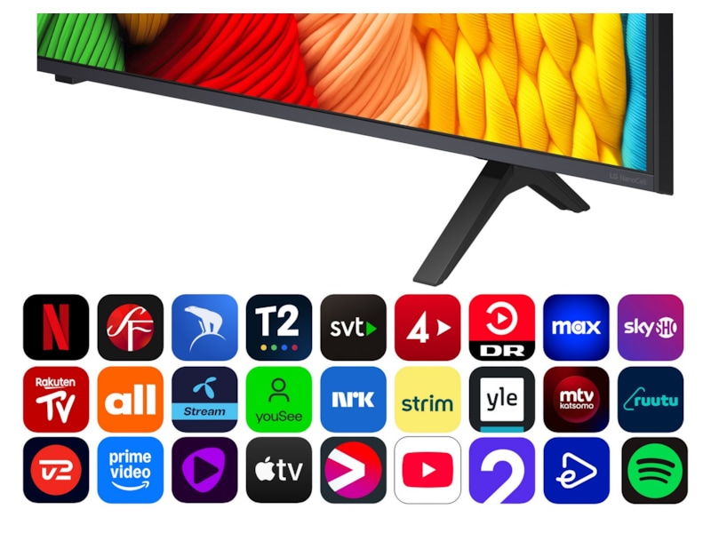 LG 50" NANO80 AI 4K NanoCell Smart TV (2025) + lydplanke 60 - 69 tommer TV