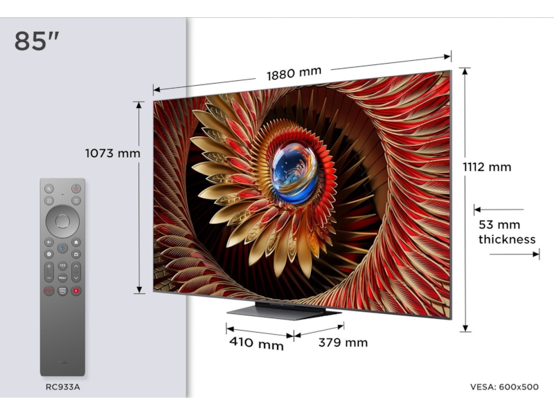 TCL 85" C8K 4K QD-Mini LED Google TV Over 80 tommer TV