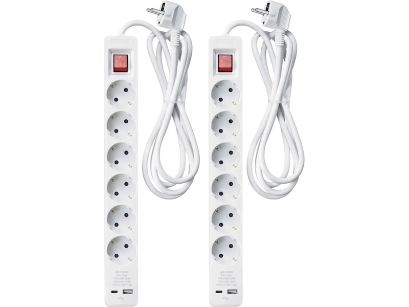 Andersson PWS-C2000 6-veis strømforgrener 3m 2-pack Skjøtekabel & forgrener