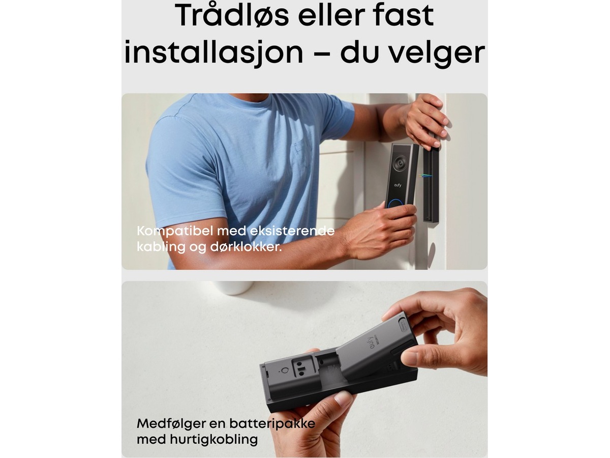 Eufy Video Doorbell C31 videoringeklokke (sort) Ringeklokker