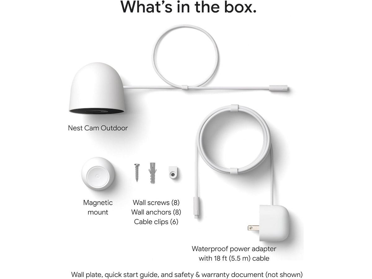 Google Nest Cam utendørs 2. gen (med ledning, hvit) Overvåkningskameraer