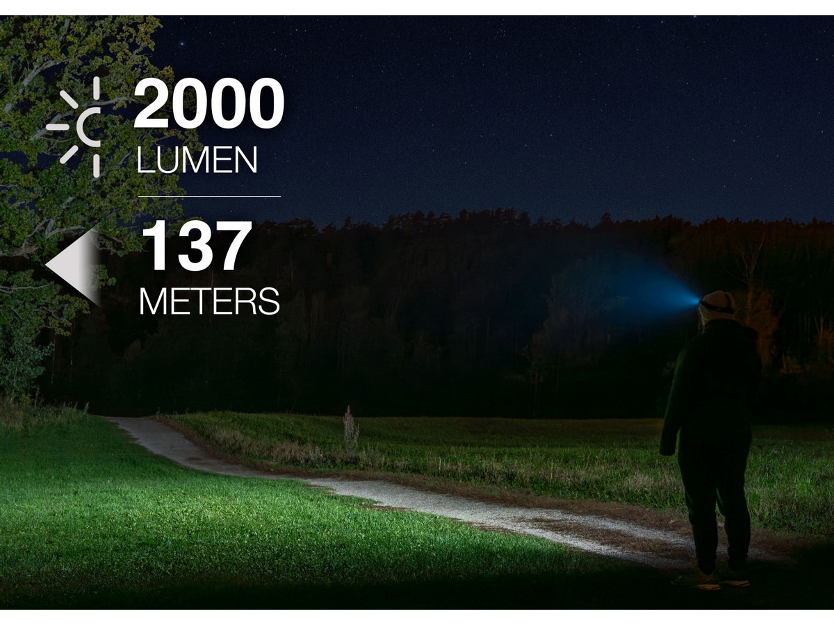 iiglo Hodelykt 2.000 lumen, 18650 batteri Hodelykter & lommelykter