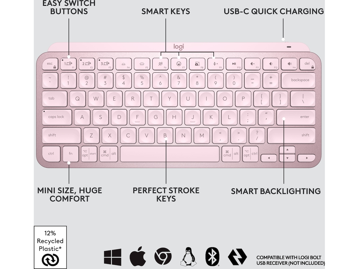 Logitech MX Keys Mini - ROSE Tastatur