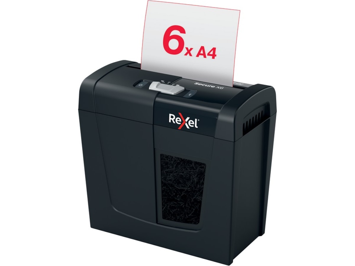 Rexel Makuleringsmaskin Secure X6, krysskutt P4 (sort) Makuleringsmaskiner