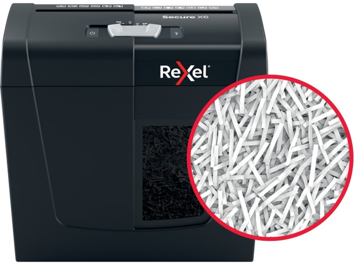 Rexel Makuleringsmaskin Secure X6, krysskutt P4 (sort) Makuleringsmaskiner