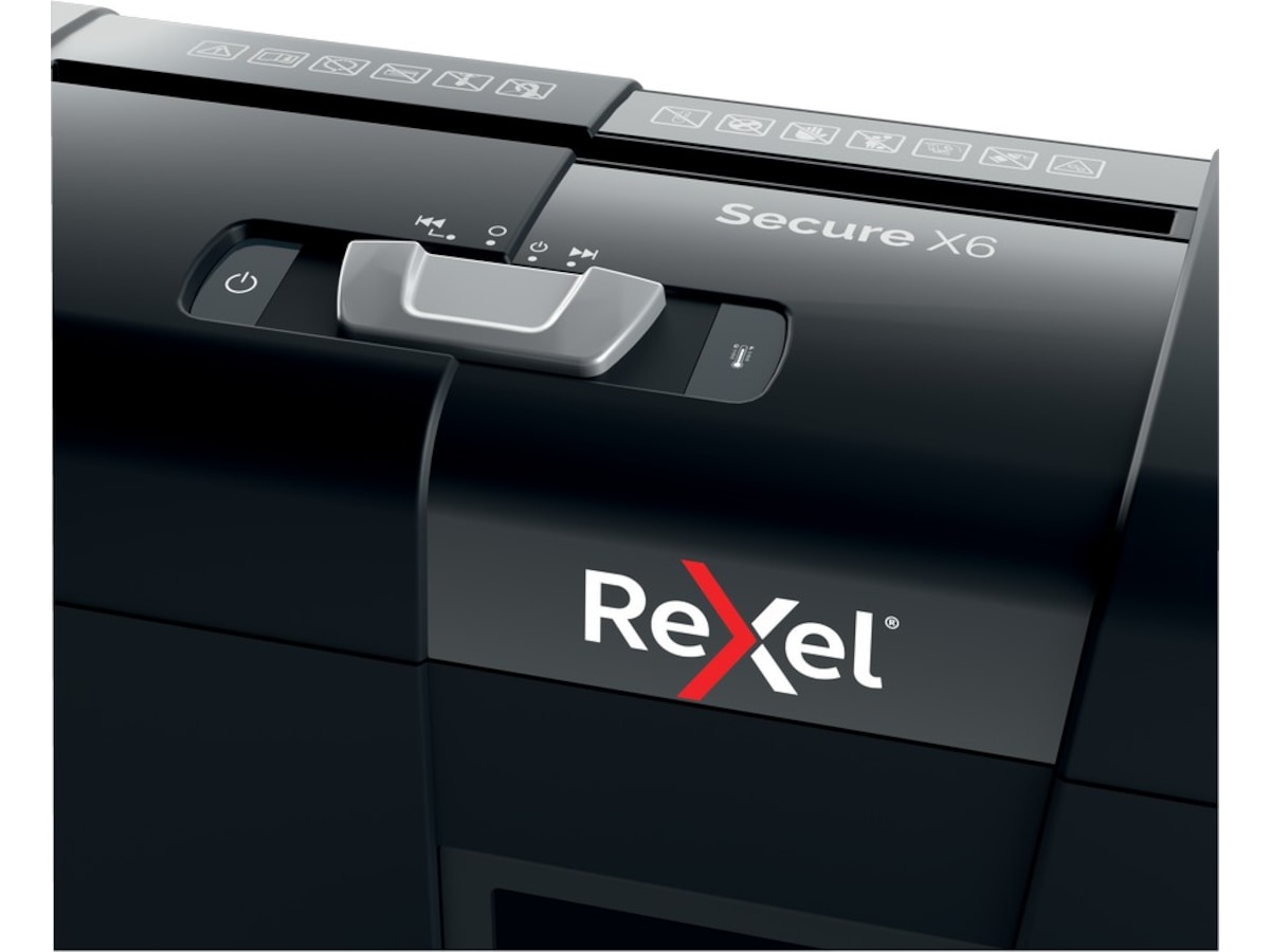 Rexel Makuleringsmaskin Secure X6, krysskutt P4 (sort) Makuleringsmaskiner