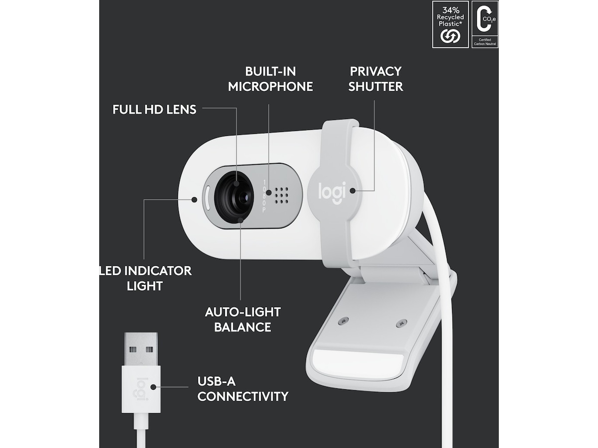 Logitech Brio 100 Full HD webkamera (off-white) Webkamera