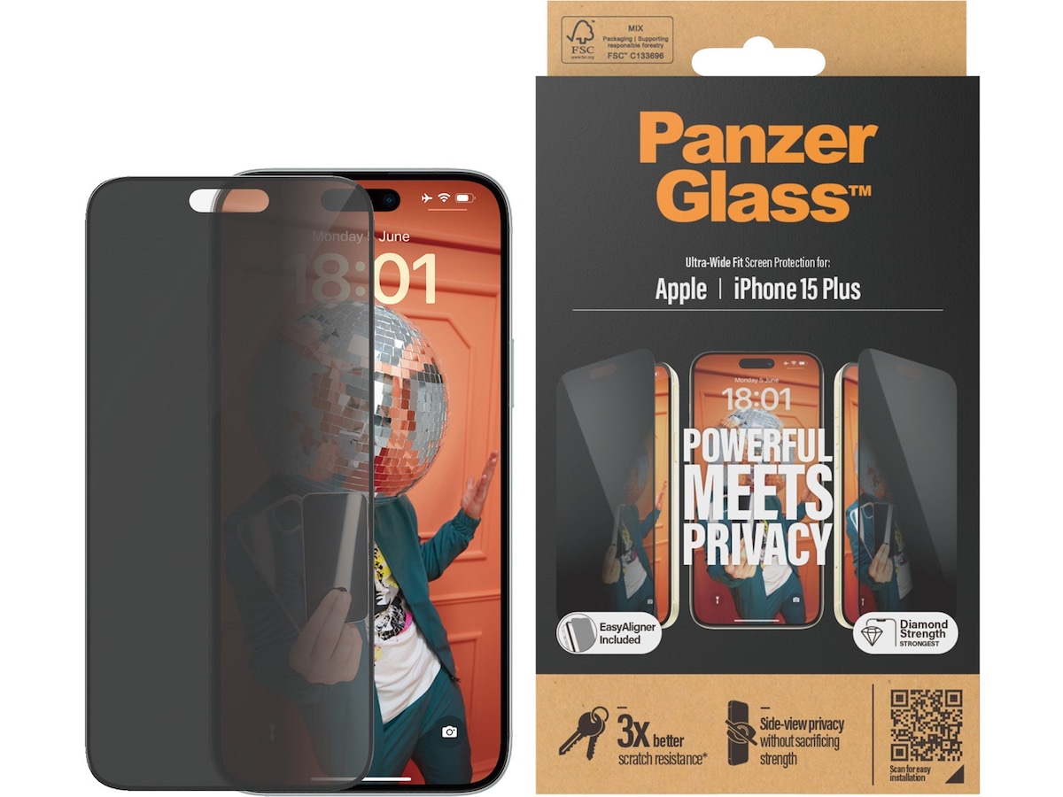 Panzerglass iPhone 15 Plus Privacy Skjermbeskytter Skjermbeskyttelse