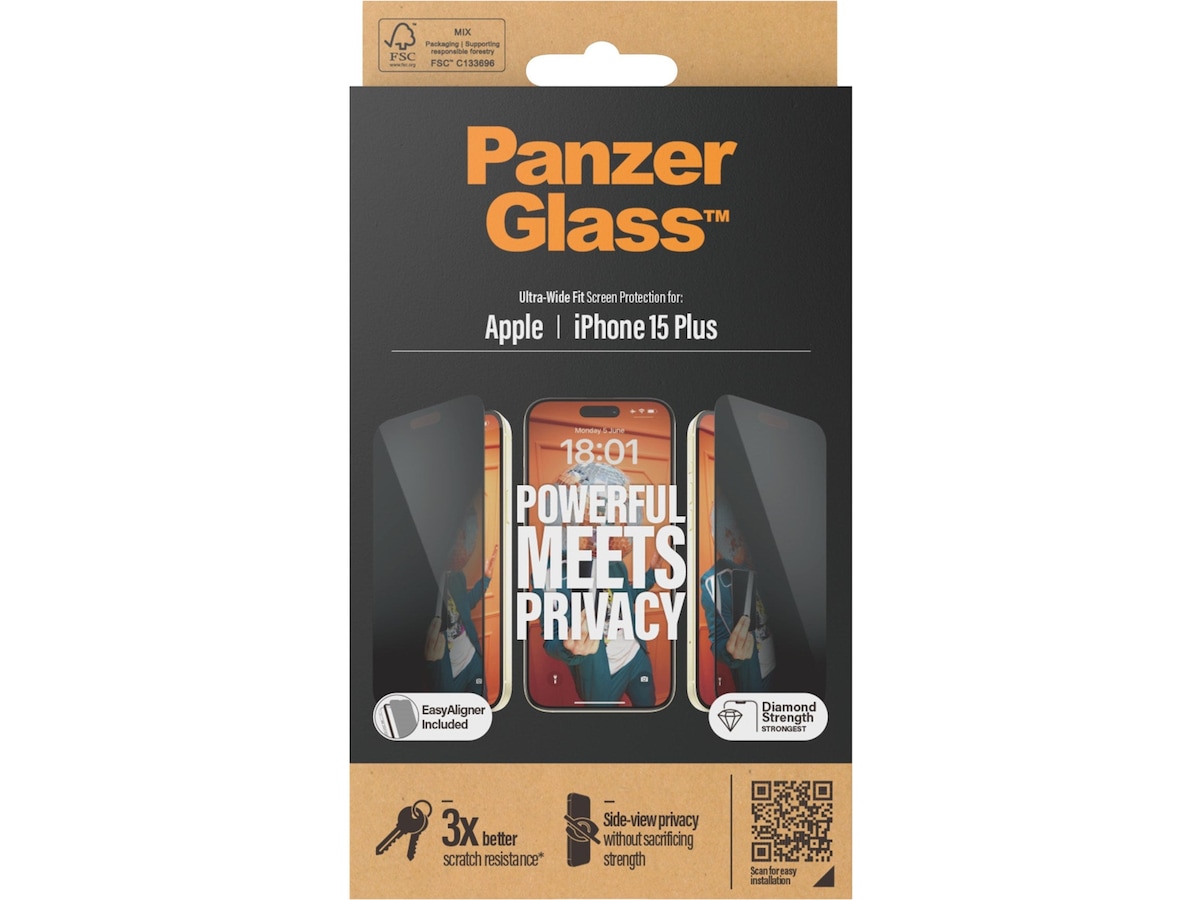 Panzerglass iPhone 15 Plus Privacy Skjermbeskytter Skjermbeskyttelse