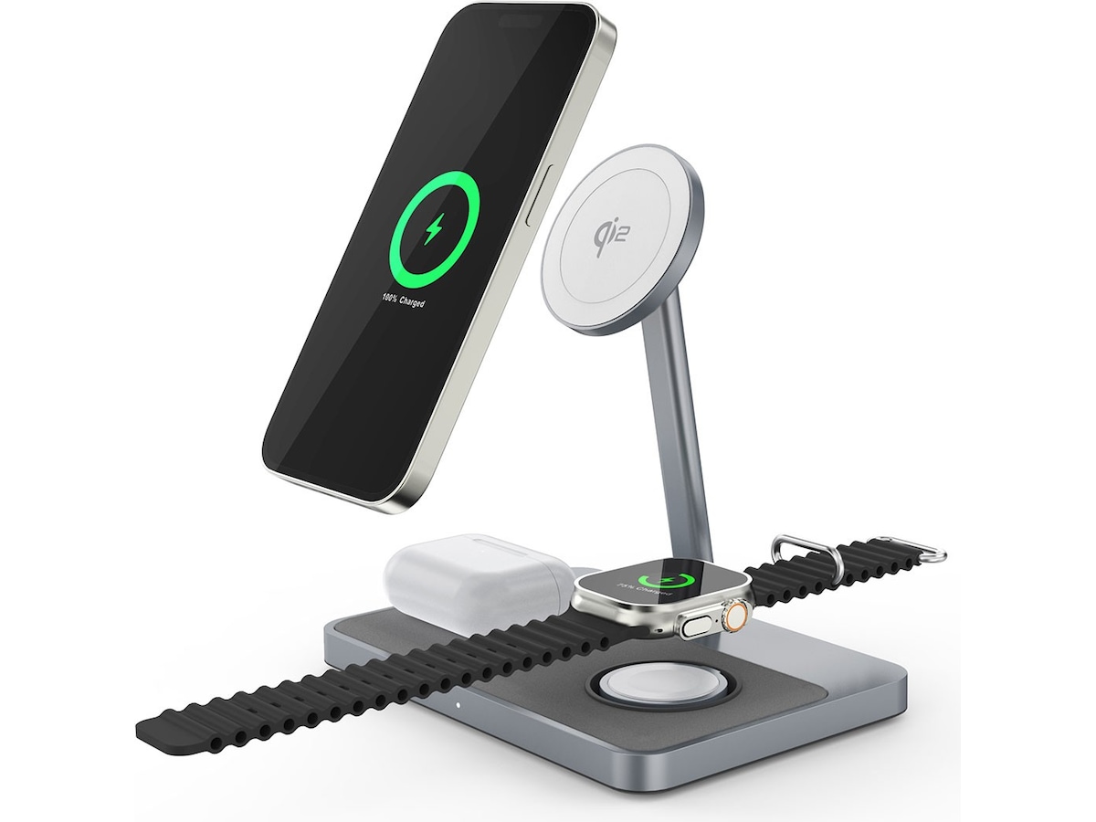 Andersson 3-i-1 Qi2 30W Trådløs ladestasjon Trådløs lader