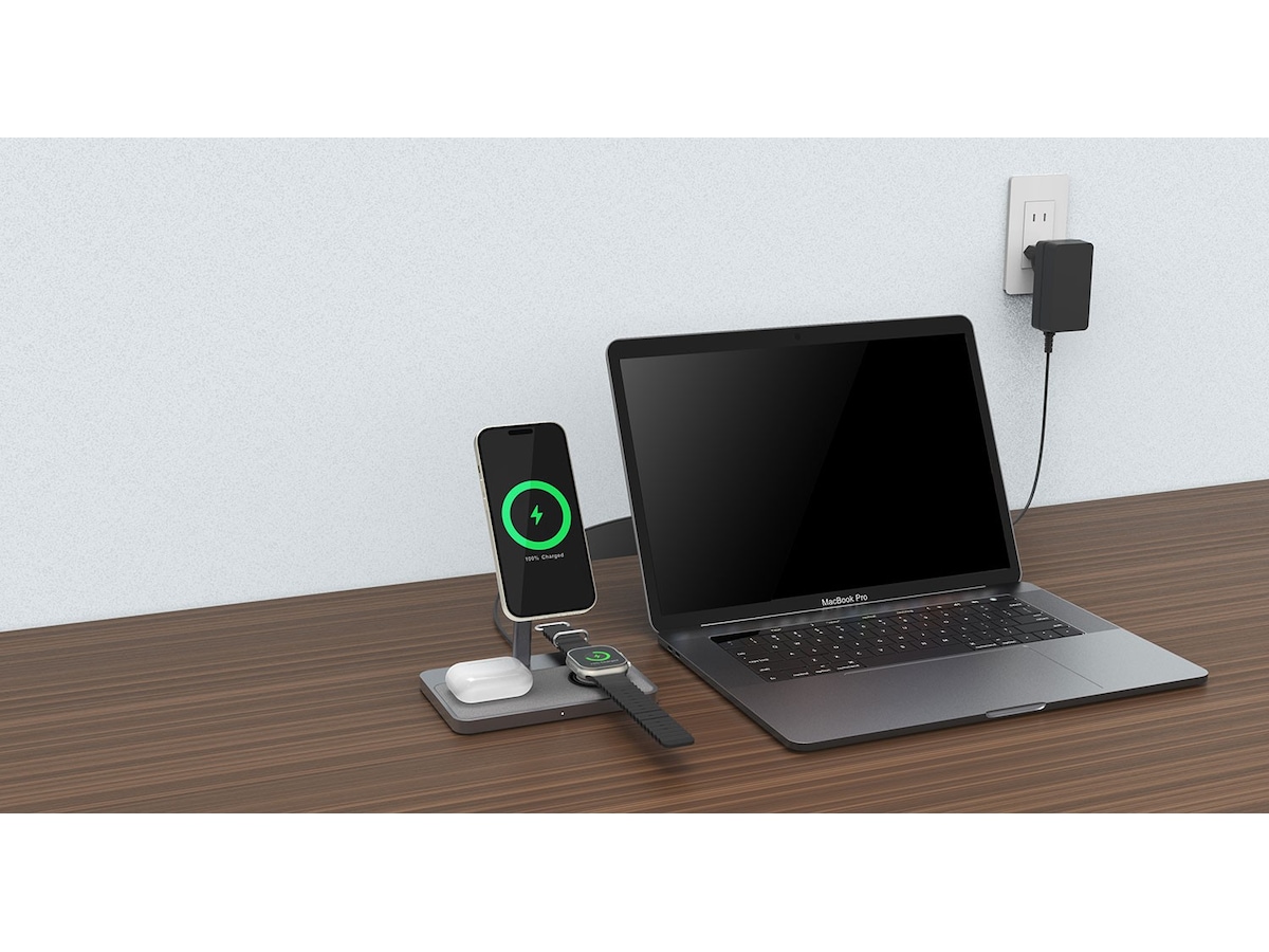 Andersson 3-i-1 Qi2 30W Trådløs ladestasjon Trådløs lader