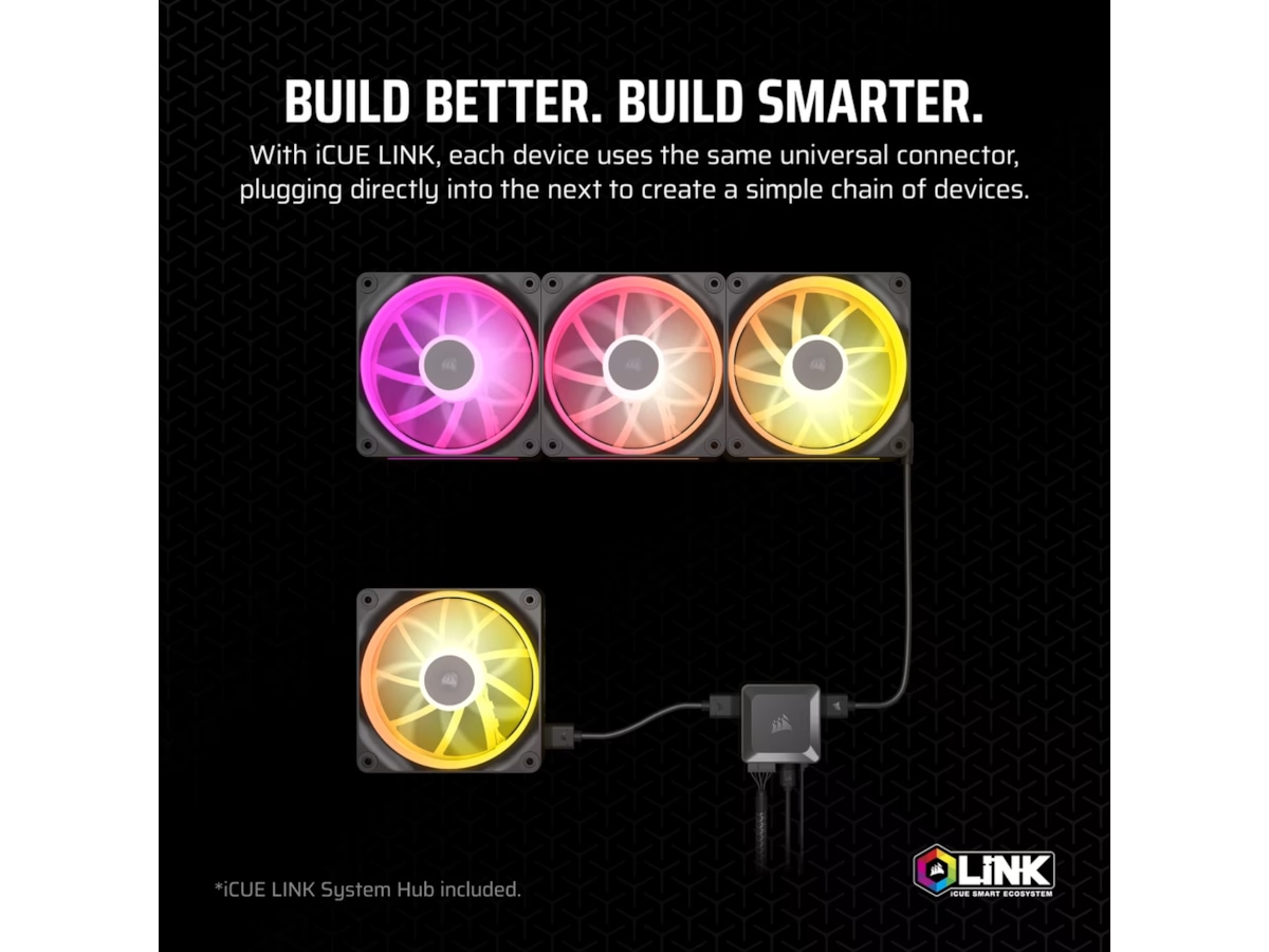Corsair iCue Link LX120 RGB Vifte 3pk (sort) Vifter
