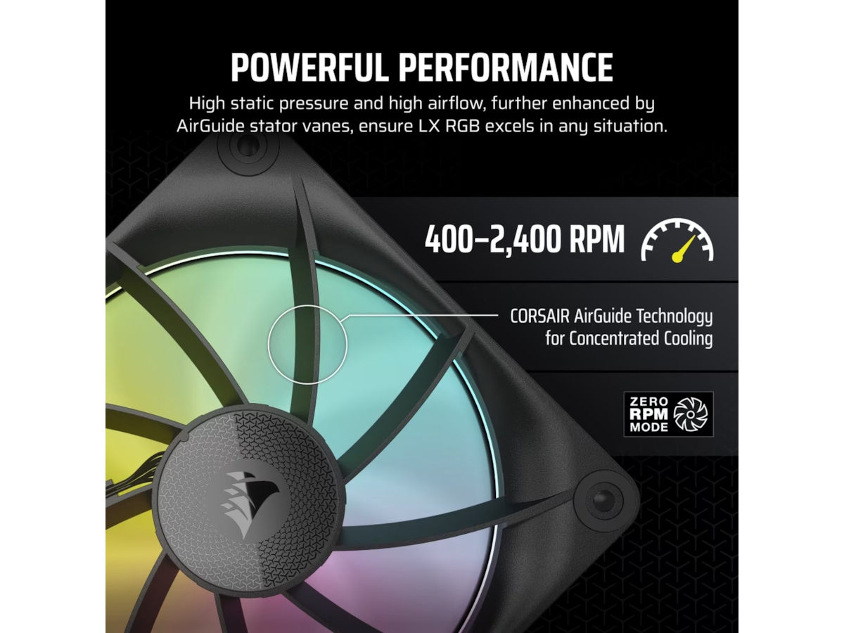 Corsair iCue Link LX120 RGB Vifte 3pk (sort) Vifter