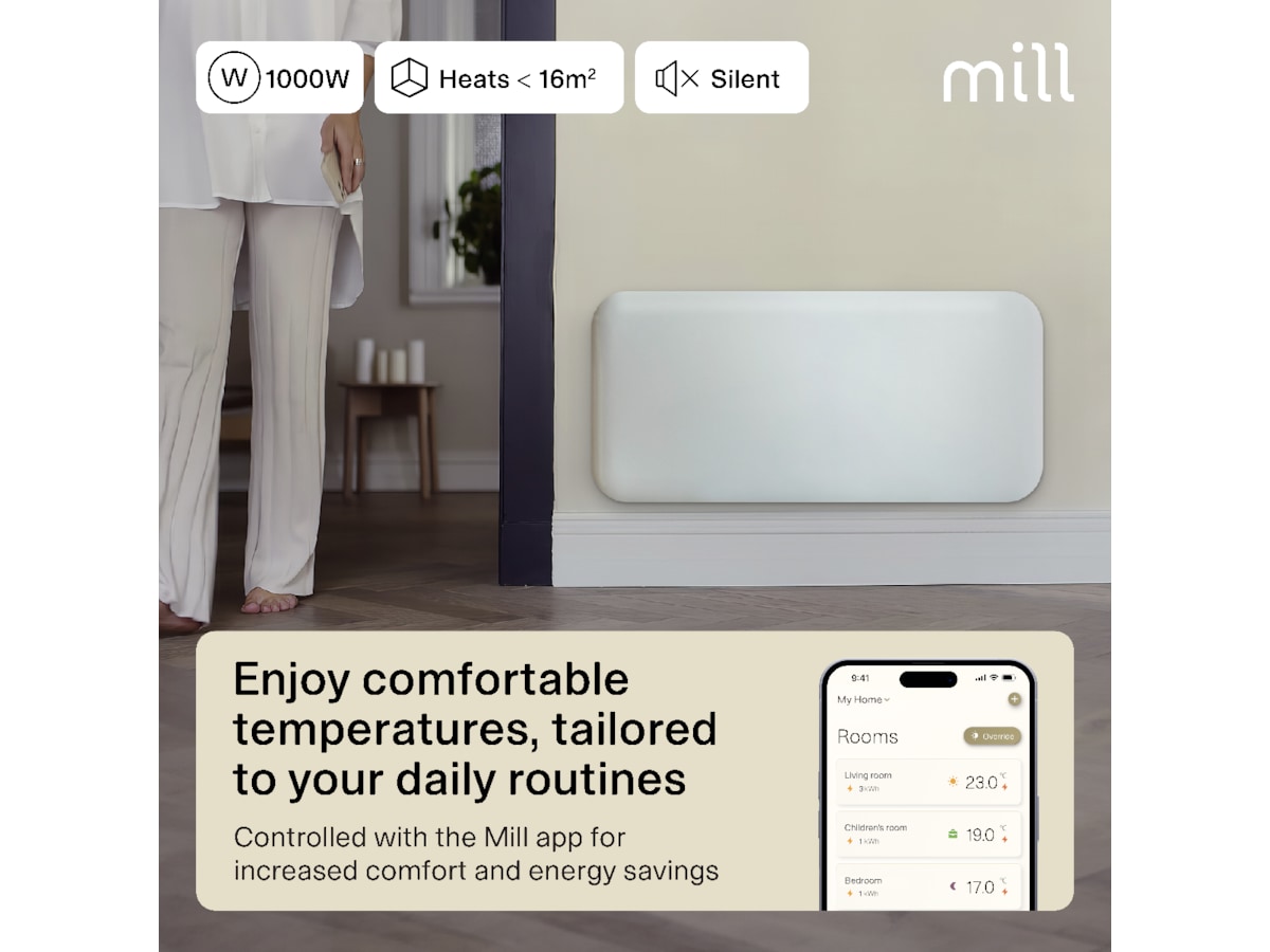 Mill Invisible Smart WiFi Gen 4 panelovn 1000W Panelovner