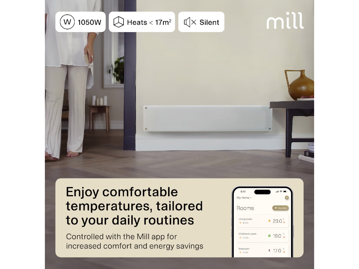 Mill Glass Smart WiFi Gen 4 panellist 1050W Panelovner