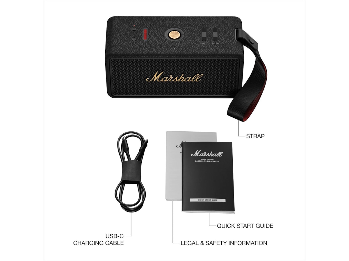Marshall Middleton II Trådløs bluetooth høyttaler (sort/messing) Trådløs / Bluetooth-høyttaler