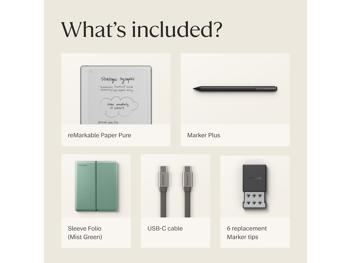 reMarkable Paper Pure - Bundle Green Folio Tablet Folio Green Digitale notatblokker