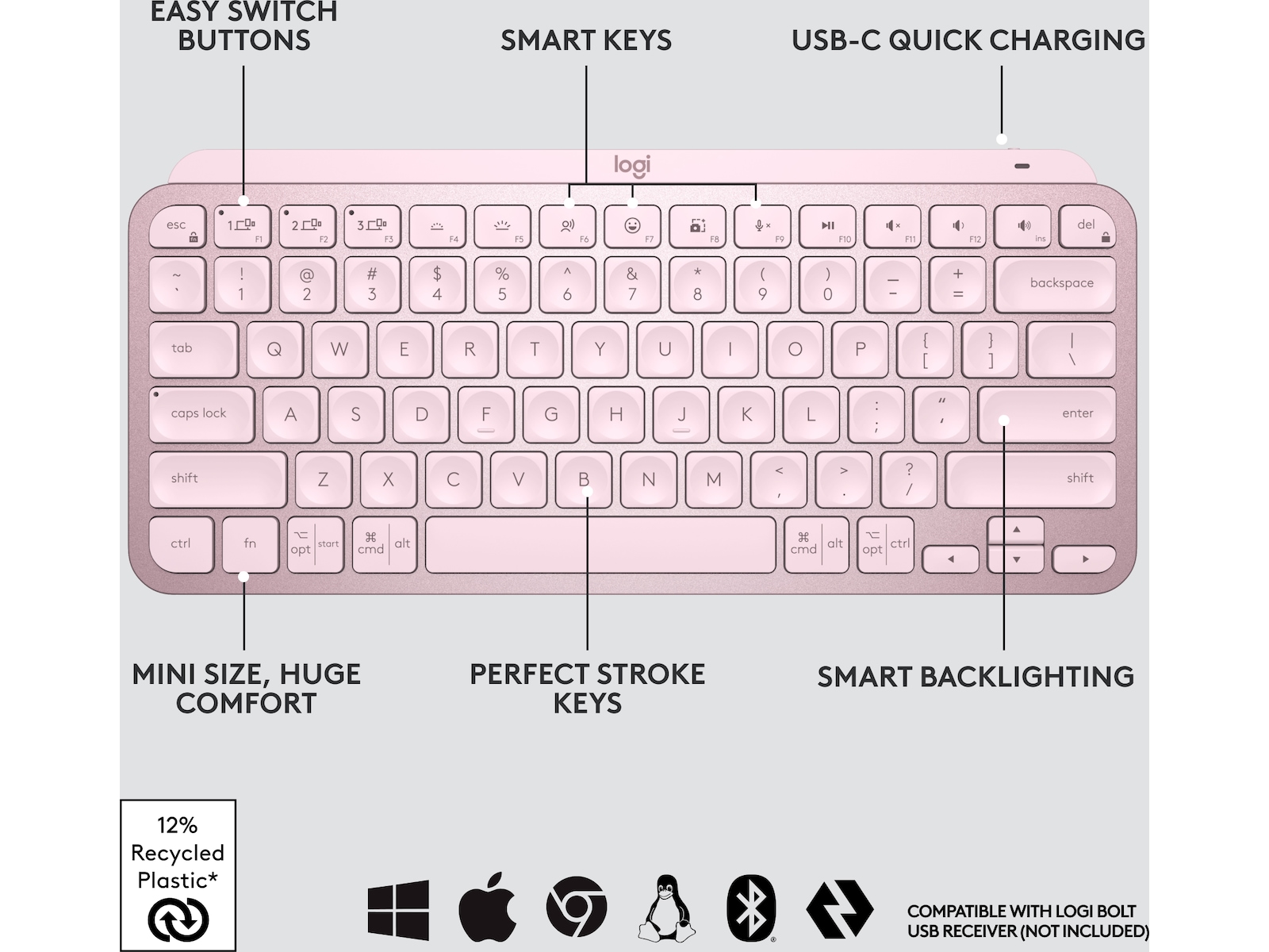 Logitech MX Keys Mini - ROSE Tastatur