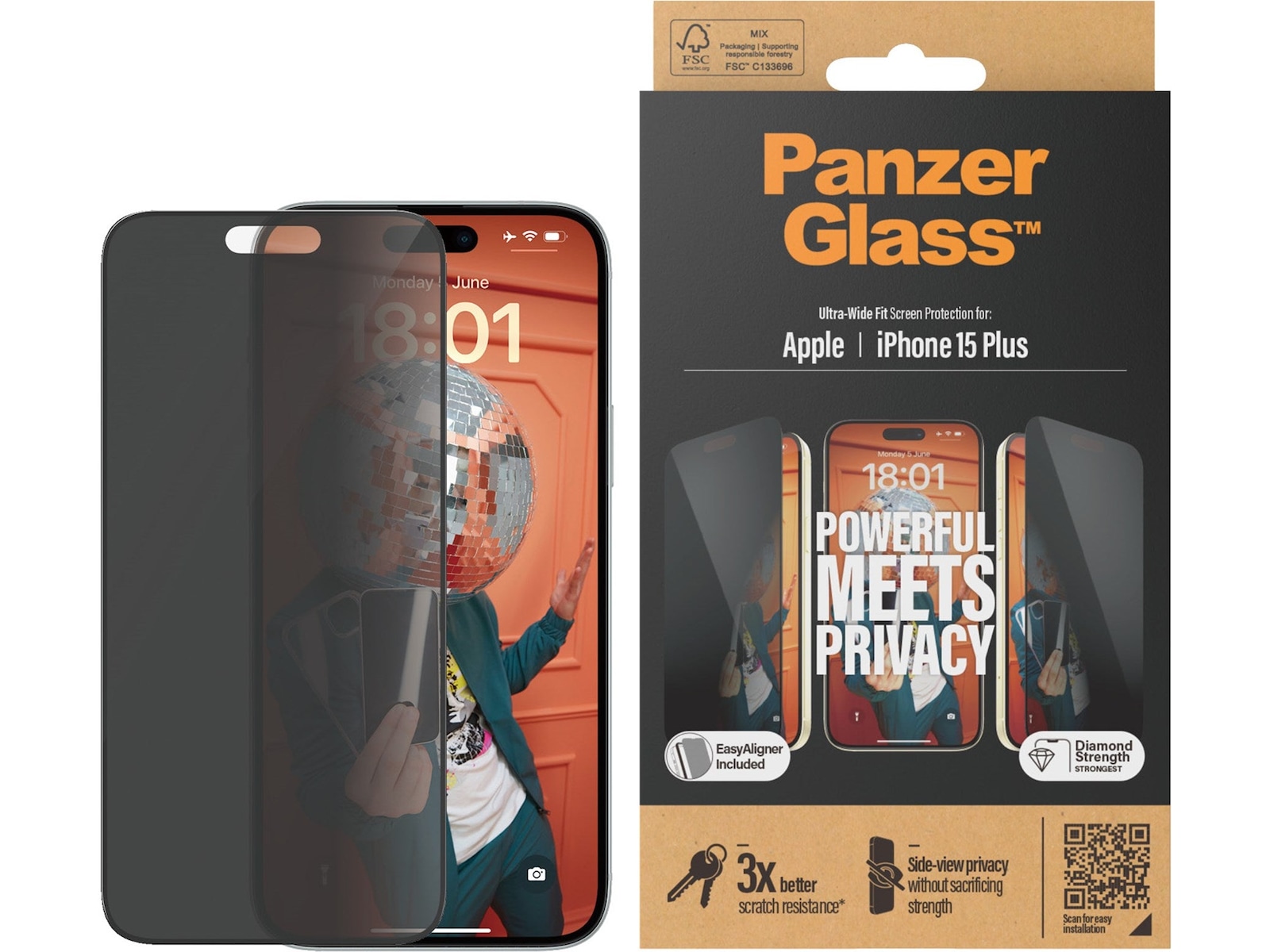 Panzerglass iPhone 15 Plus Privacy Skjermbeskytter Skjermbeskyttelse