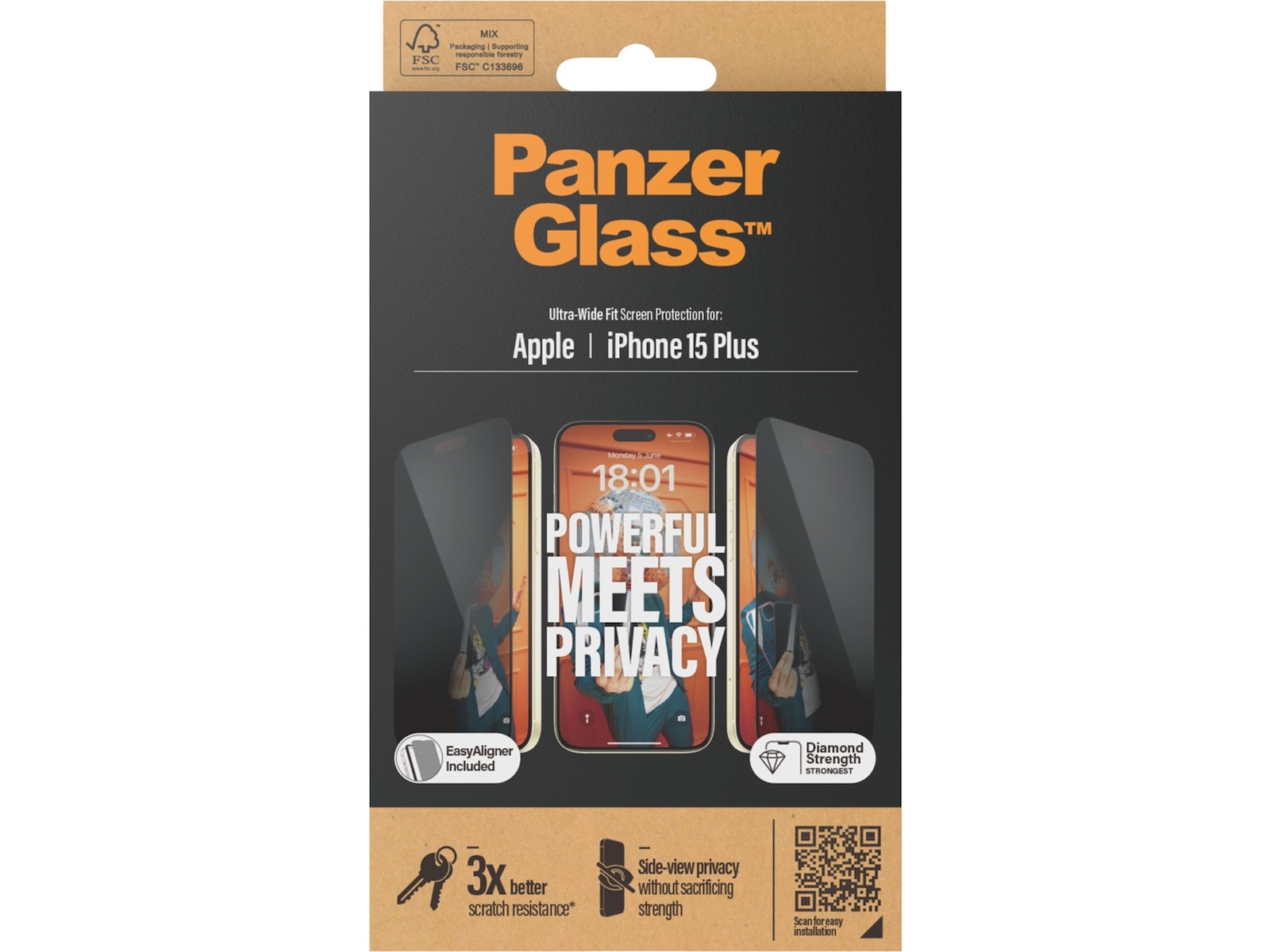 Panzerglass iPhone 15 Plus Privacy Skjermbeskytter Skjermbeskyttelse