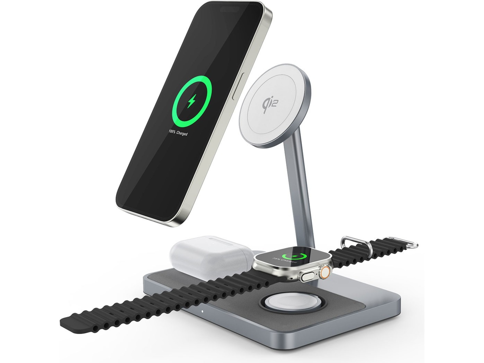 Andersson 3-i-1 Qi2 30W Trådløs ladestasjon Trådløs lader
