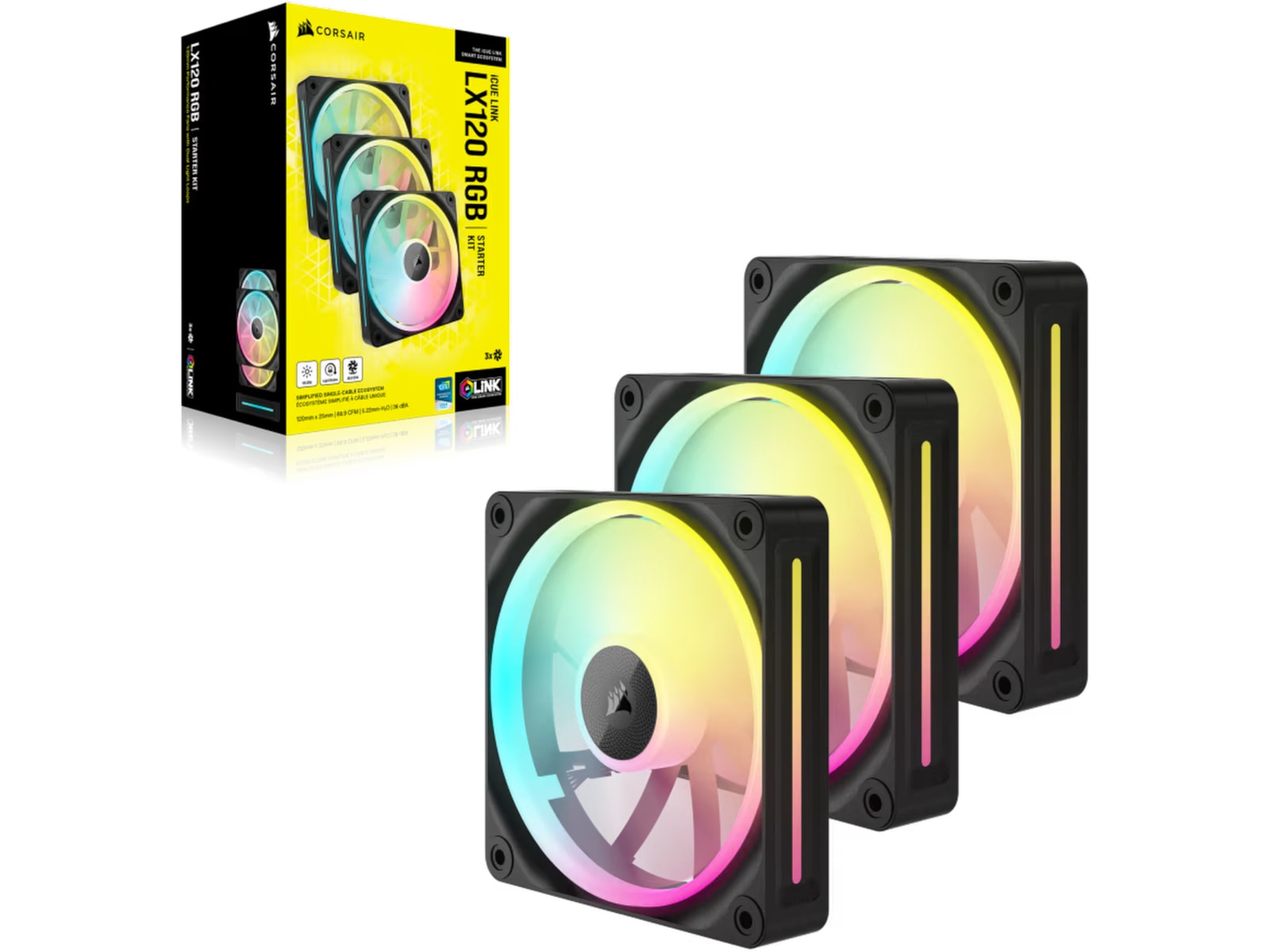 Corsair iCue Link LX120 RGB Vifte 3pk (sort) Vifter