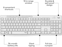 Logitech MK295 Silent Wireless Combo tastatur og mus (hvit) Mus & tastatur -kombipakker