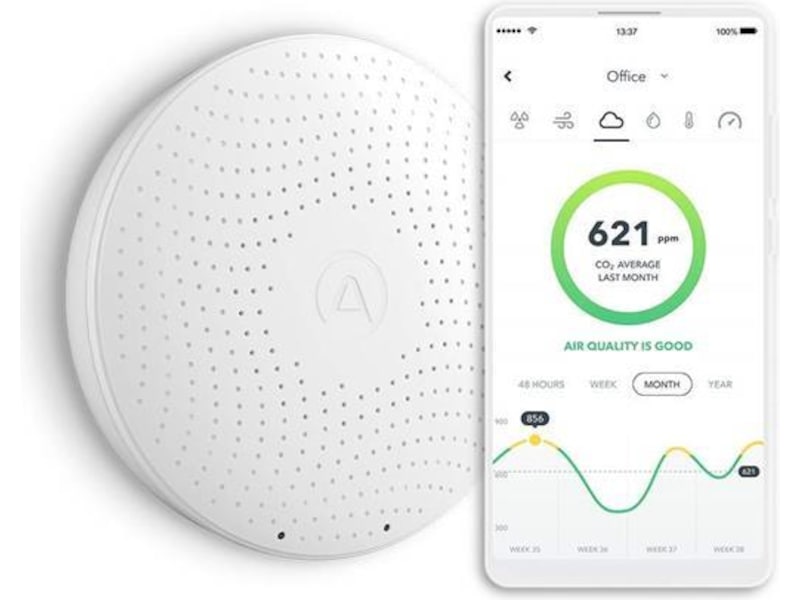 Airthings Wave Plus Luftkvalitetsmåler (hvit) Luftkvalitetsmålere