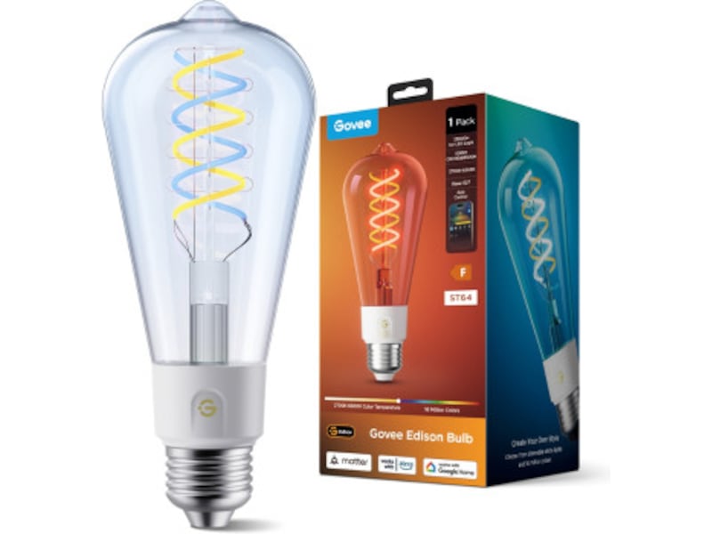 Govee Smart Edison Bulb E27, RGBWW LED Lamp ST64, Compatible with Matter Lyspærer & LED-pærer