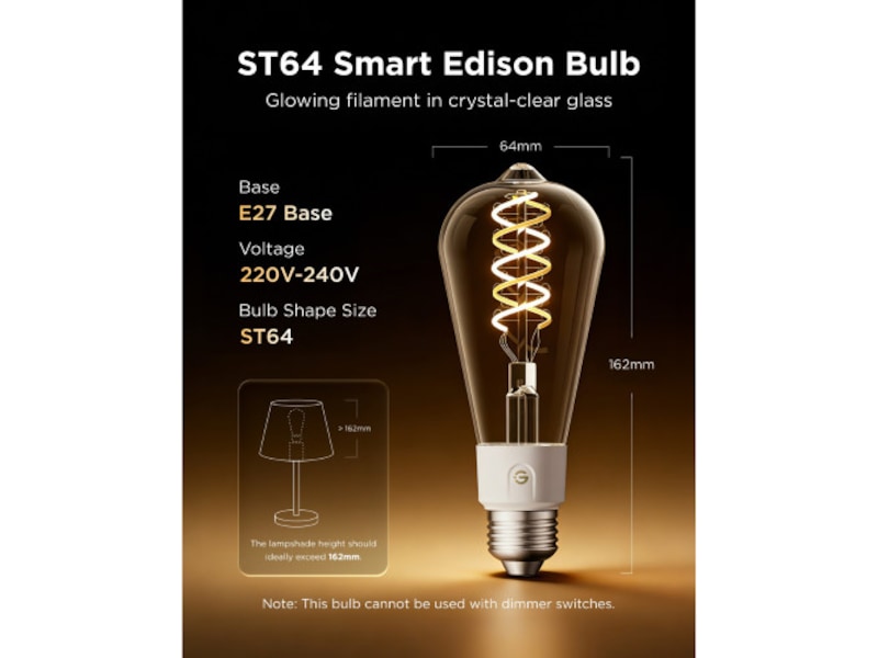 Govee Smart Edison Bulb E27, RGBWW LED Lamp ST64, Compatible with Matter Lyspærer & LED-pærer