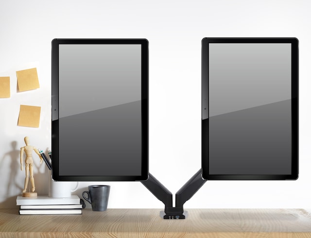 Gassarm med skjermer montert på skrivebordet Gassarm med skjermer montert på skrivebordet